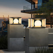 Black Unique Cubic Metal Outdoor Solar Table Pillar Light