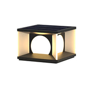 Black Unique Cubic Metal Outdoor Solar Table Pillar Light
