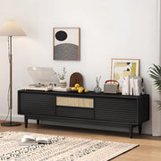 Black Wood Cabinet TV Stand with Stainless Steel Leg