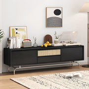 Black Wood Cabinet TV Stand with Stainless Steel Leg