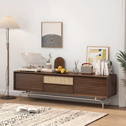Black Wood Cabinet TV Stand with Stainless Steel Leg