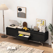 Black Wood Cabinet TV Stand with Stainless Steel Leg