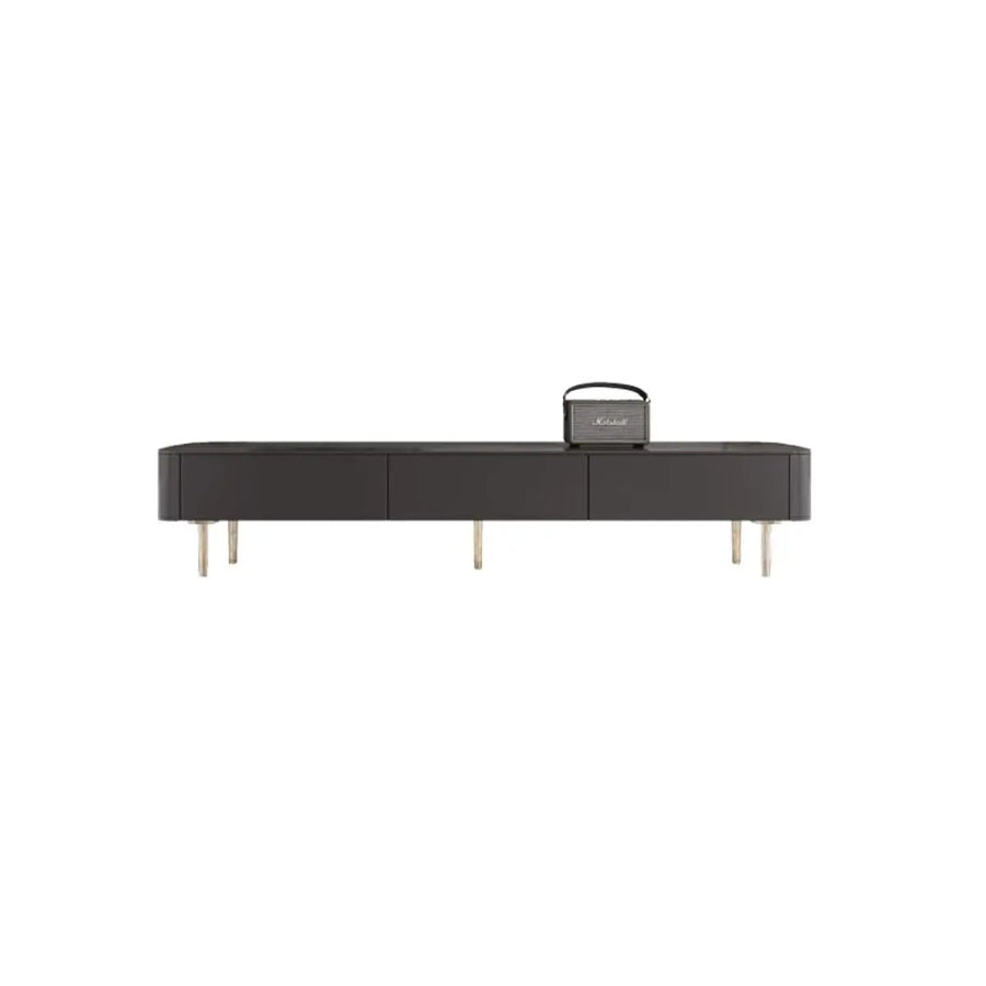 Black Wood Drawers TV Stand with Cable Management
