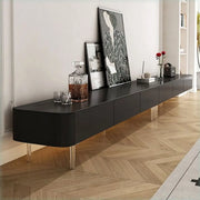 Black Wood Drawers TV Stand with Cable Management