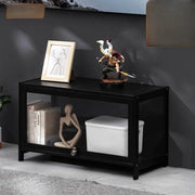 Black Wood Rectangle Display TV Stand with Cabinet
