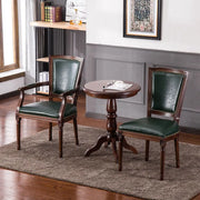 Blackish Green Nailhead Leather Arm Chair Dining Chair