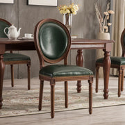 Blackish Green Nailhead Leather Arm Chair Dining Chair