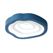 Blue Annual Rings Drum LED Flush Mount Ceiling Light