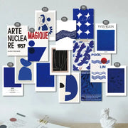 French Blue Prints Wall Collage Postcards
