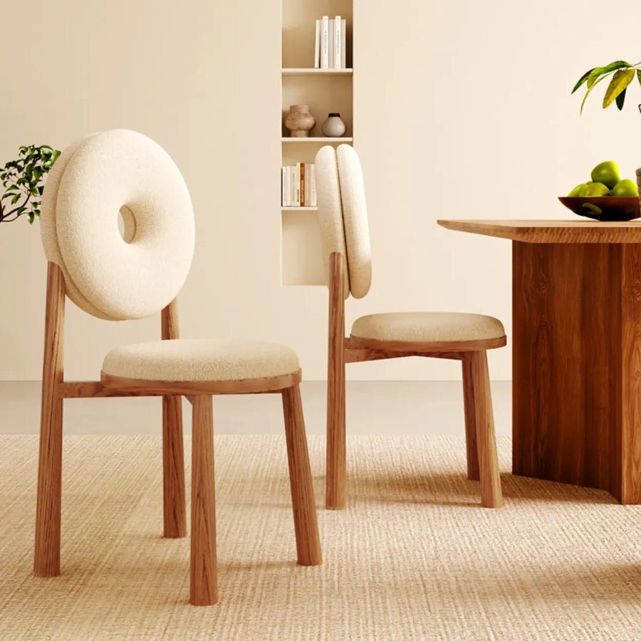 Blue Sherpa Natural Leg High-Back Textured Side Chair