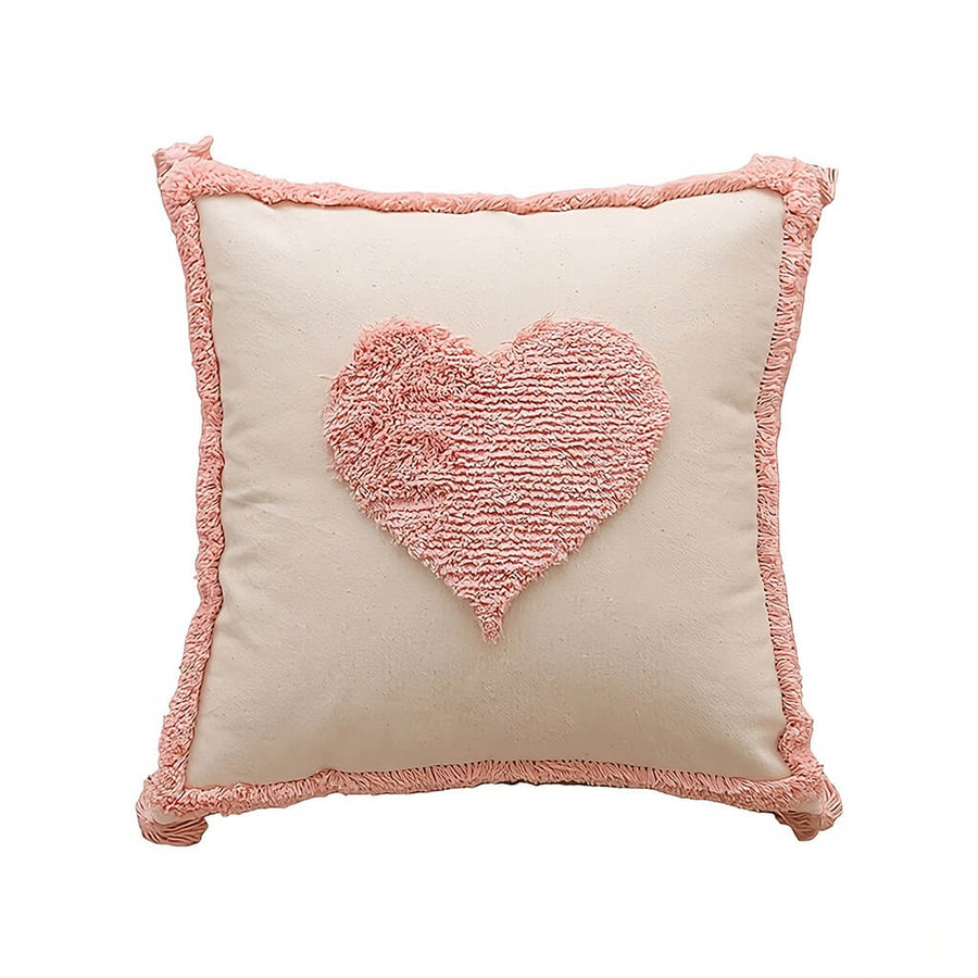 Blush Heart Tufted Throw Pillow Cover