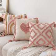 Blush Ornament Tufted Throw Pillow Cover