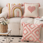 Blush Ornament Tufted Throw Pillow Cover