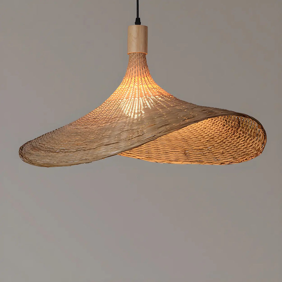 Bohemian Asymmetrical Bamboo Dining Light Beige Medium Single Pendant