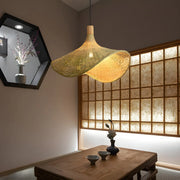 Bohemian Asymmetrical Bamboo Dining Light Beige Medium Single Pendant