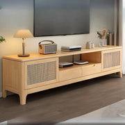 Bohemian Wood Rectangle Open Storage Cabinet TV Stand
