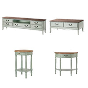 Brown-Green Wood Open Storage Drawers Long TV Stand