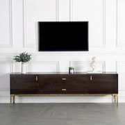 Brown Long Espresso Wood Tone Oak Cabinet TV Stand
