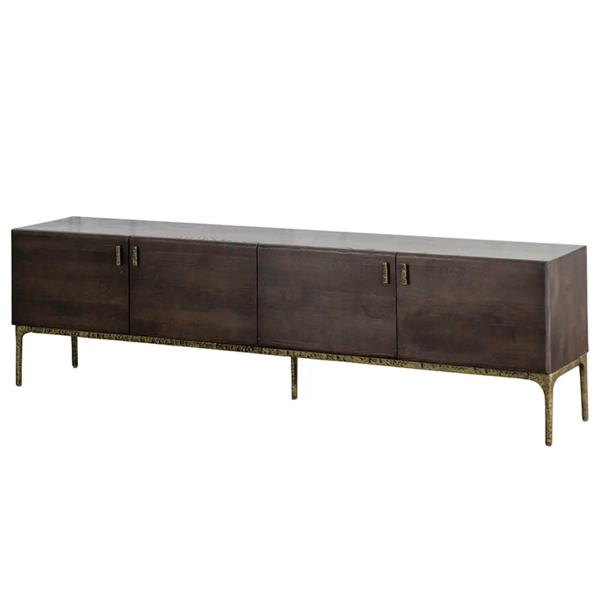 Brown Long Espresso Wood Tone Oak Cabinet TV Stand