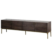 Brown Long Espresso Wood Tone Oak Cabinet TV Stand