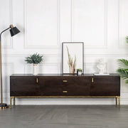 Brown Long Espresso Wood Tone Oak Cabinet TV Stand