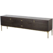 Brown Long Espresso Wood Tone Oak Cabinet TV Stand