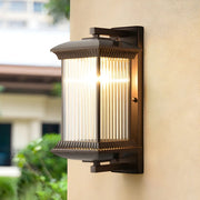 Brown Modern Box Glass Exterior LED Wall Sconces