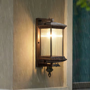 Brown Modern Box Glass Exterior LED Wall Sconces