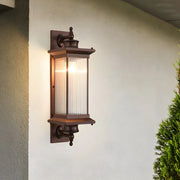 Brown Modern Box Glass Exterior LED Wall Sconces