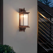 Brown Modern Box Glass Exterior LED Wall Sconces