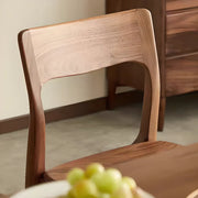 Brown Open Back Walnut Finish Armless Wood Dining Chair