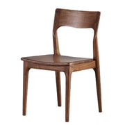 Brown Open Back Walnut Finish Armless Wood Dining Chair