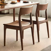 Brown Open Back Walnut Finish Armless Wood Dining Chair