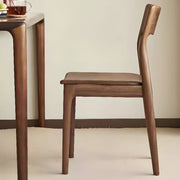 Brown Open Back Walnut Finish Armless Wood Dining Chair