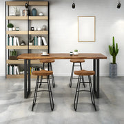 Brown Rectangle Pine Wood Tall Bar Table