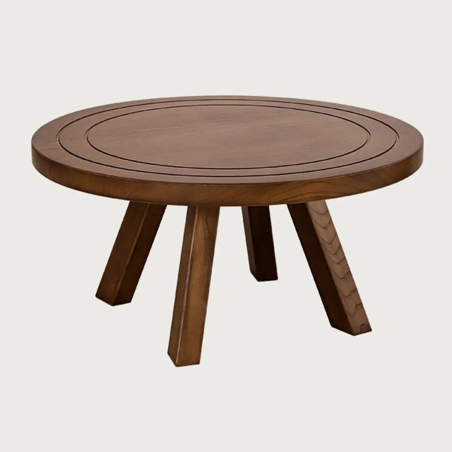 Brown Scratch Resistant Pine Wood Round Coffee Table