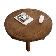 Brown Scratch Resistant Pine Wood Round Coffee Table