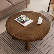 Brown Scratch Resistant Pine Wood Round Coffee Table
