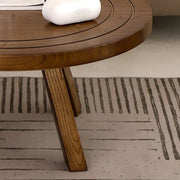 Brown Scratch Resistant Pine Wood Round Coffee Table