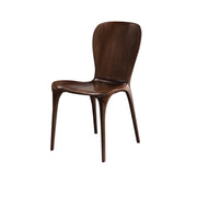 Brown Sleek Curved Back Wooden Armless Dining Chair