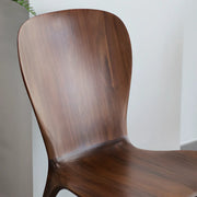 Brown Sleek Curved Back Wooden Armless Dining Chair