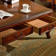 Brown Square Distressed Wood Coffee Table with Storage