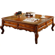 Brown Square Distressed Wood Coffee Table with Storage