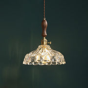 Brown Vintage Brass and Glass Petal Pendant Light