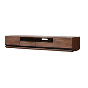 Brown Walnut Wood Drawers Rectangle 2 Tiers TV Stand