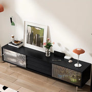 Brown Wood Enclosed Storage TV Stand with Shelves