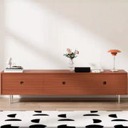 Brown Wood Enclosed Storage TV Stand with Shelves