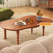 Brown Wood Free Form Coffee Table with Four Legs