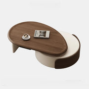 Brown Wood Free Form Tray Top Storage Coffee Table