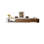 Brown Wood Open Storage Long TV Stand with Drawers